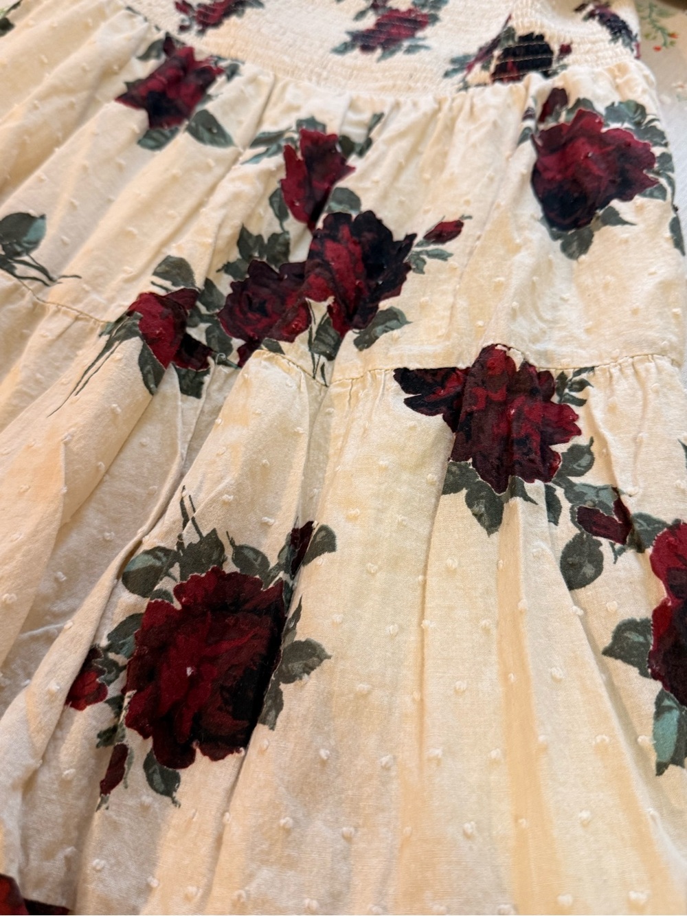 Francesca's Collections Cream Maxi Dress with Red Rose Print - Picture 2 of 9
